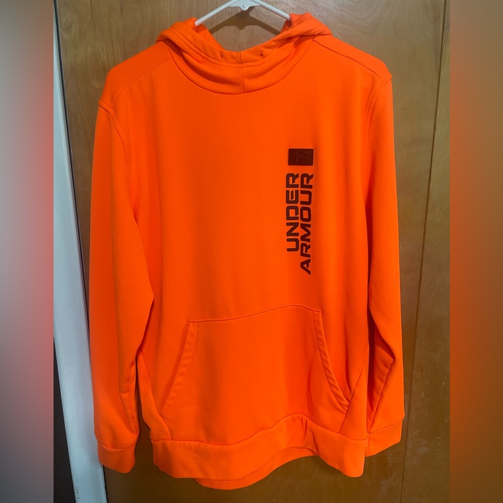 High Visibility Orange Under Armour Hoodie Lg